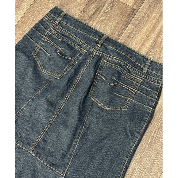 CATO WOMENS DENIM MAXI LONG SKIRT FLARE SIZE 14 BOHO WESTERN STRETCH Y2K - Picture 7 of 8
